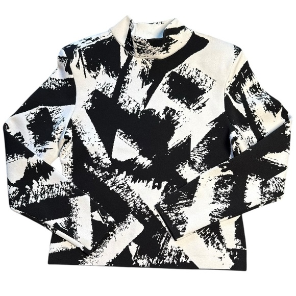 New EXPRESS Printed Mock Neck Padded Shoulder Sweater medium - Picture 6 of 12